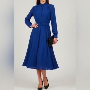 Draper's & Damon's Royal Blue Vintage Belted Dress Size 14 NWT